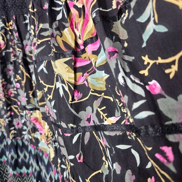 Smocked Strapless Tiered Maxi Dress Whimseygoth Dress Cotton with Lace Trim Sz M - Picture 5 of 6